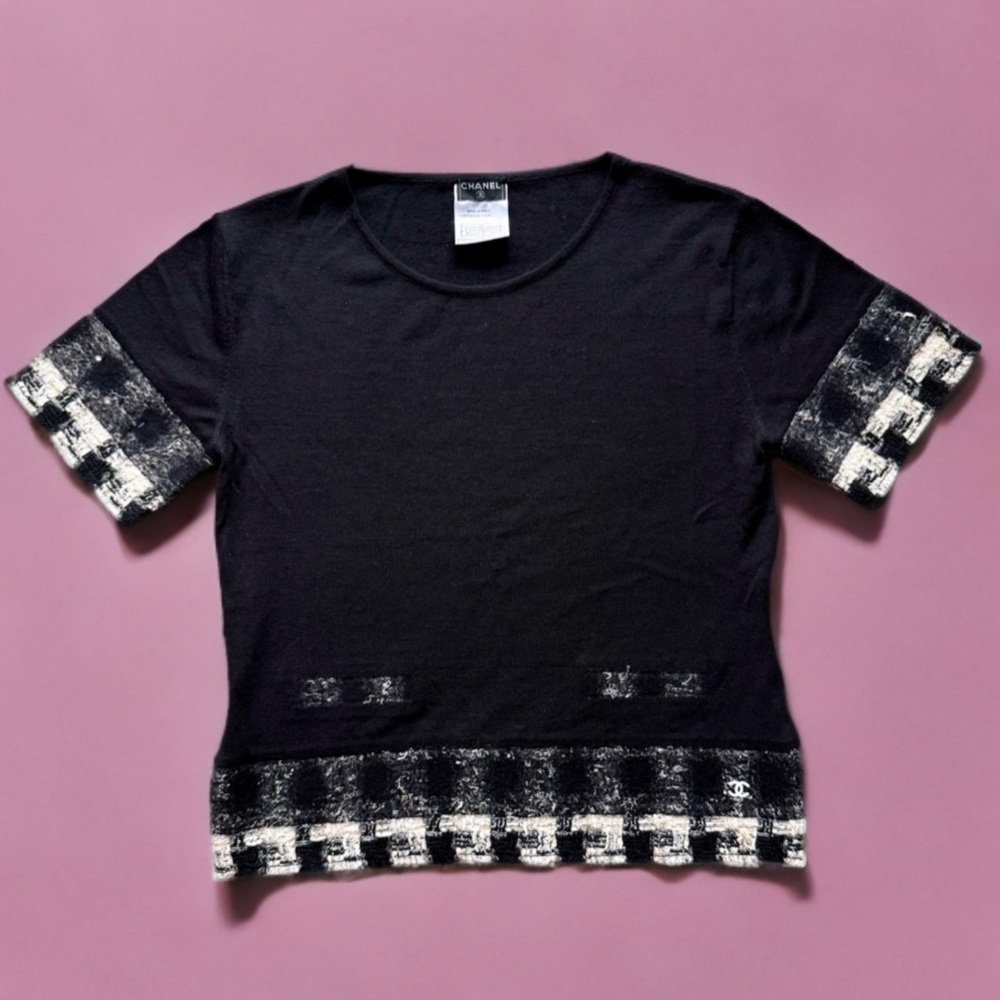 Chanel Tweed Short Sleeve Shirt Size 38